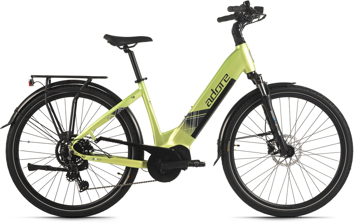 ADORE E-Citybike 28" aluminium stadsfiets CX-380 middenmotor 85Nm / 15Ah limegroen mat Fiets (elektrisch) kopen online