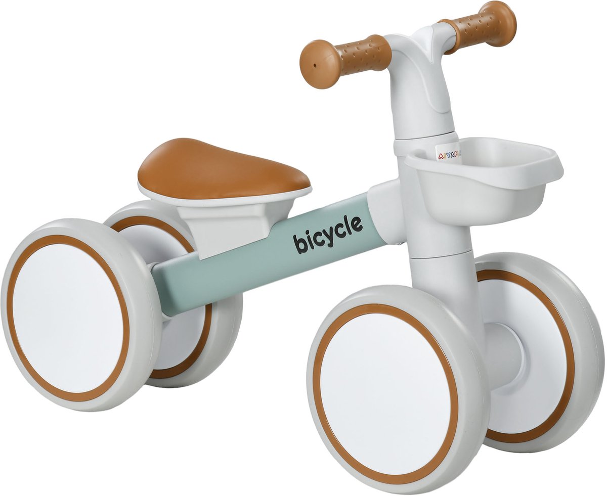 aiyaplay kinderbalansfiets aluminiumlegering kunststof 56l x 27b x 39h cm groen wit