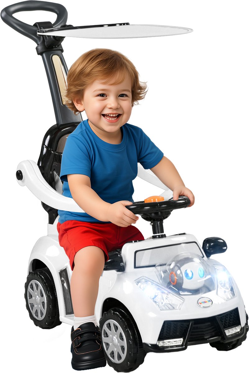 aiyaplay rijdbare schuifauto kunststof metaal 96l x 39b x 90h cm wit zwart