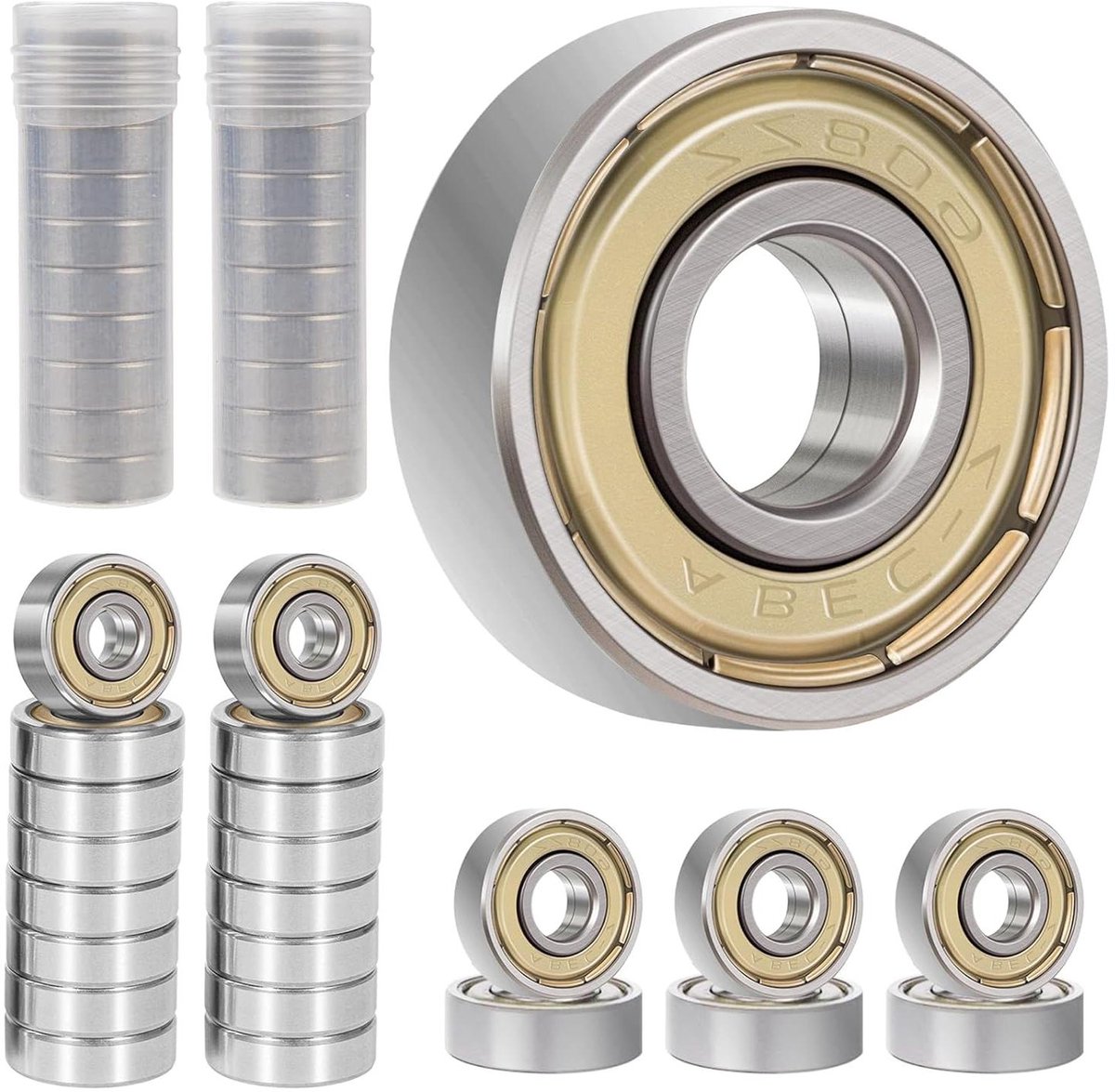 allecto plus 40 stuks kogellagers 608 zz 8 x 22 x 7 mm voor skateboard scooter inline skates