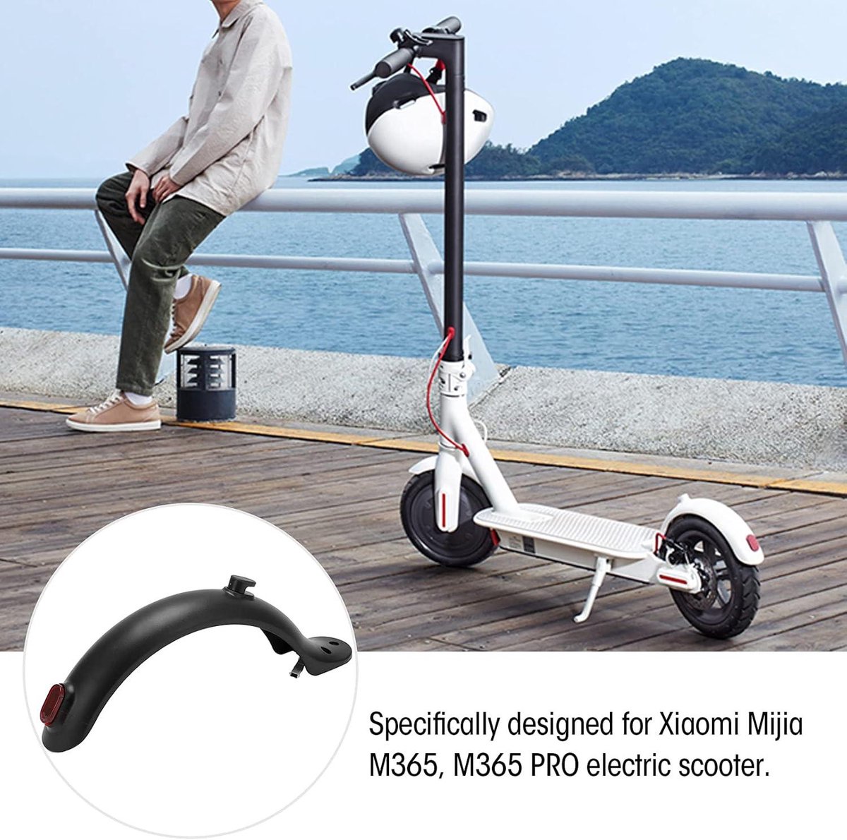 allecto plus elektrische step achterspatbord voor xiaomi m365 compact en universeel zwart