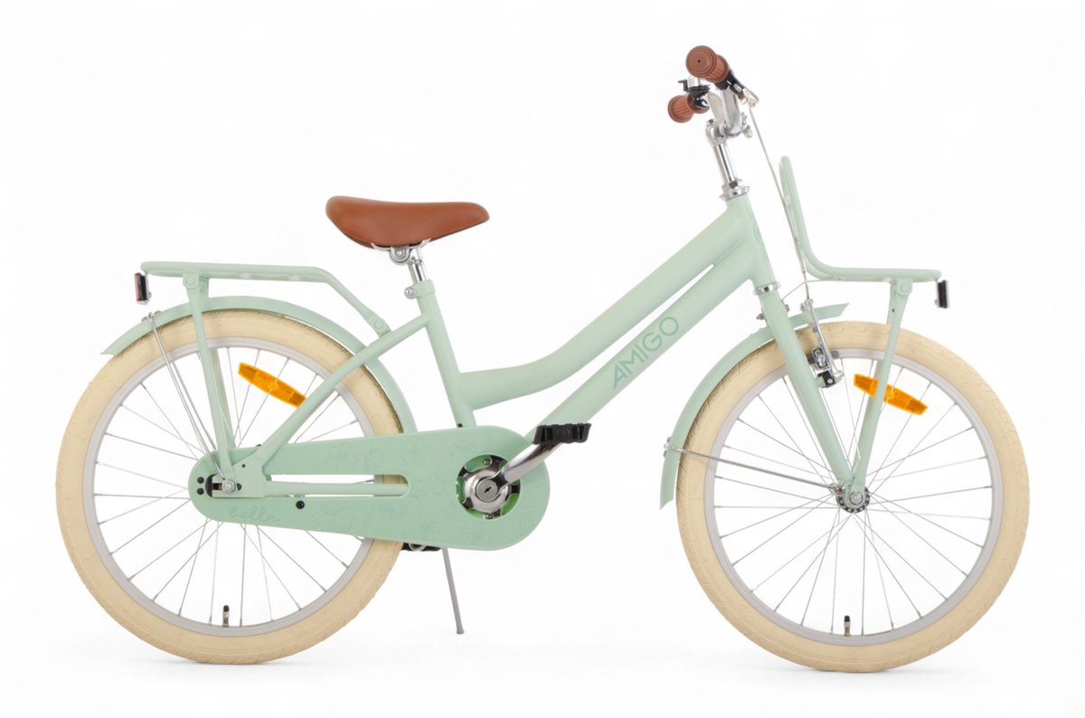 amigo bella meisjesfiets kinderfiets voor meisjes 20 inch terugtraprem groen
