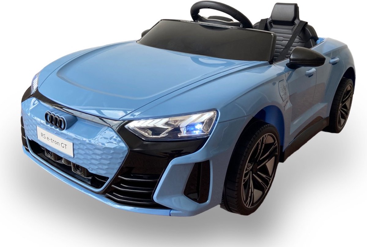 audi rs e tron gt 12v accu auto elektrische kinderauto lichtblauw afstandsbediening en muziek usb mp3 en tf kaartingang