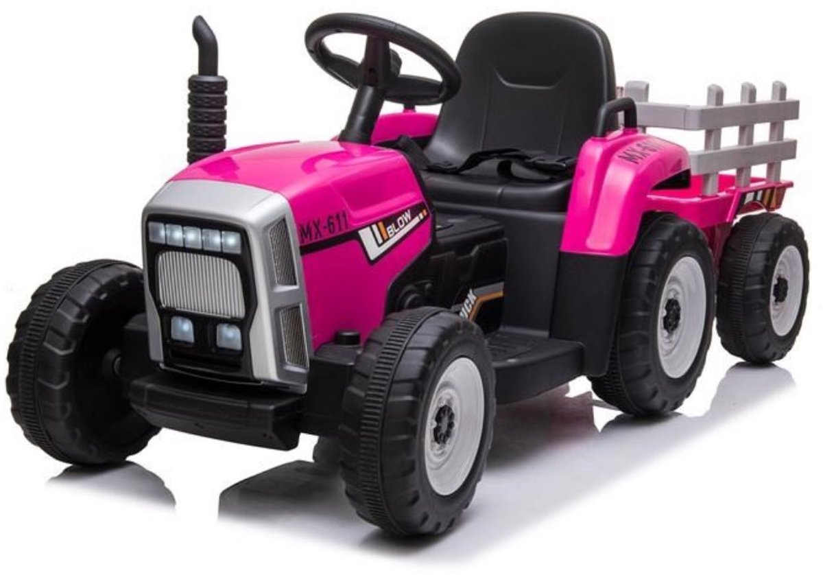 Baby Mix Erick elektrische tractor met afstandsbediening roze – Krachtige 2x45W motoren Accuvoertuig kopen online