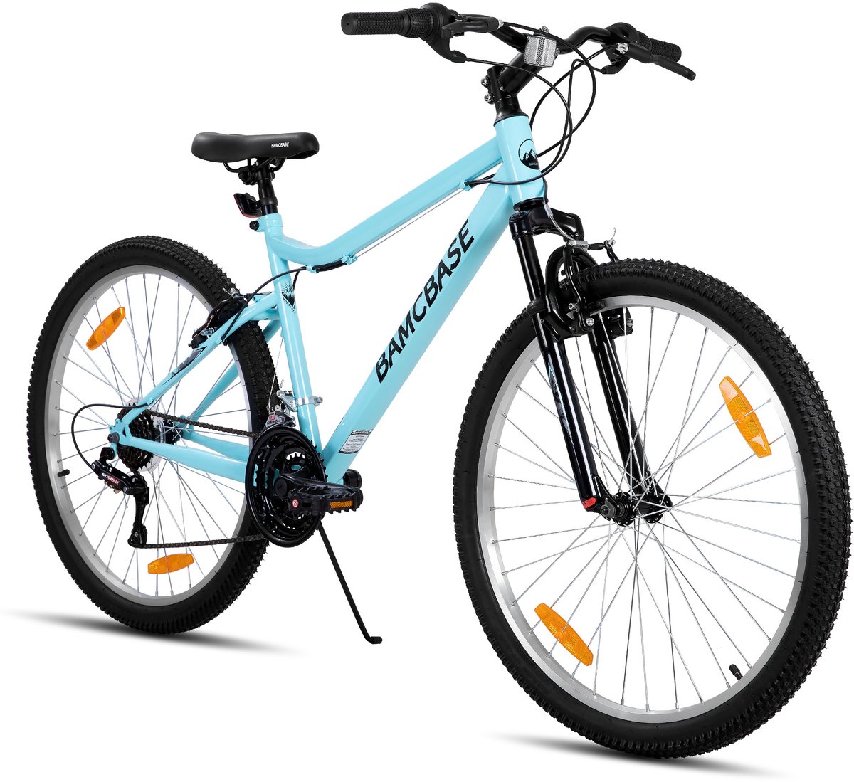 BAMCBASE Lilac Voorvering Mountainbike - 26 inch - Carbonstalen Frame - 18 Versnellingen - Handrem - V-Brake - Spatborden - Zwart Fiets kopen online