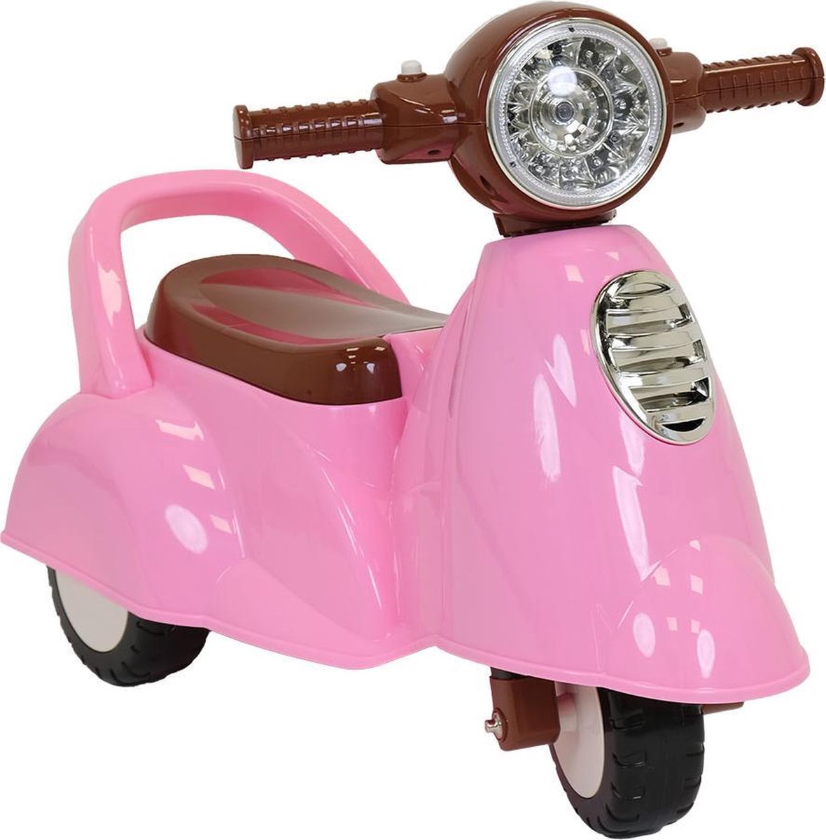 bandits angels loopauto scooter retro vanaf 1 jaar voor meisjes roze loop scooter met claxon voor binnen en buiten met opbergruimte