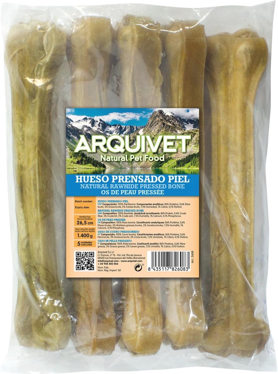 beengeperste rundleer hondensnacks voor kauwen en gebitsversterking 5 stuks 26 5 cm