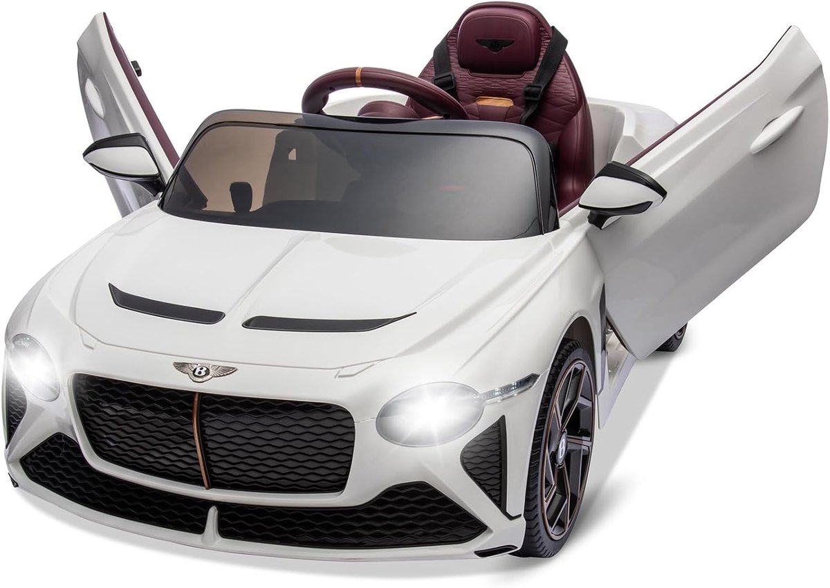 Bentley - Officiële Licentie - Elektrische Kinderauto 12V -Met Afstandsbediening - 3 tot 8 jaar - Wit Accuvoertuig kopen online