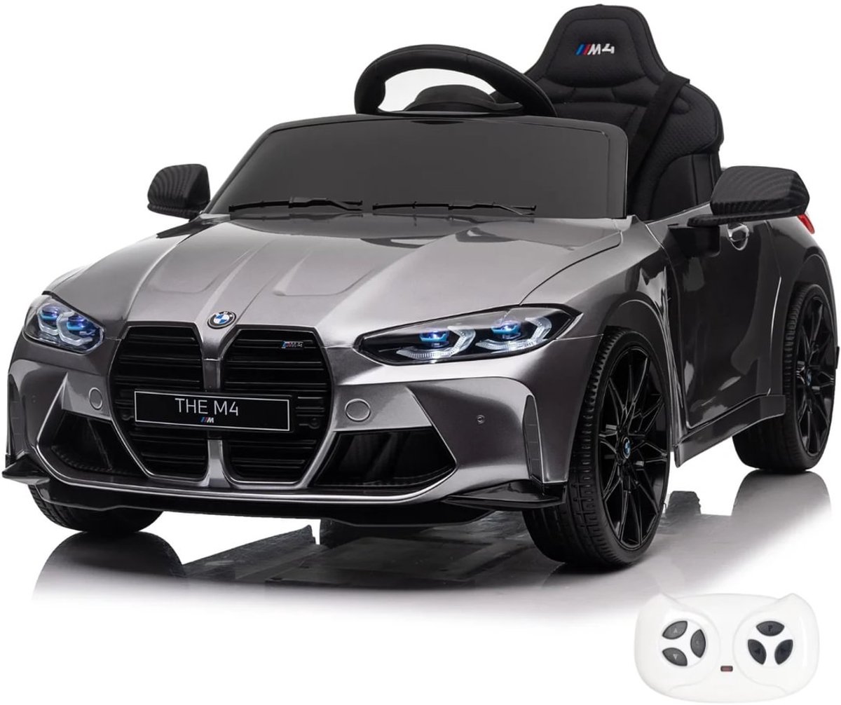 bmw m4 competition elektrische kinderauto 12v 1 tot 5 jaar grijs