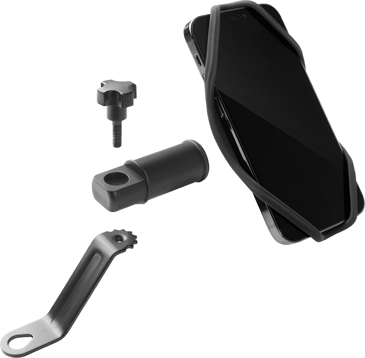 Bone Bike Tie 4 Zwart - Universele Telefoonhouder voor Scooter Vespa - Piaggio - La Souris IVA SYM - Fatbike Telefoniehouder kopen online