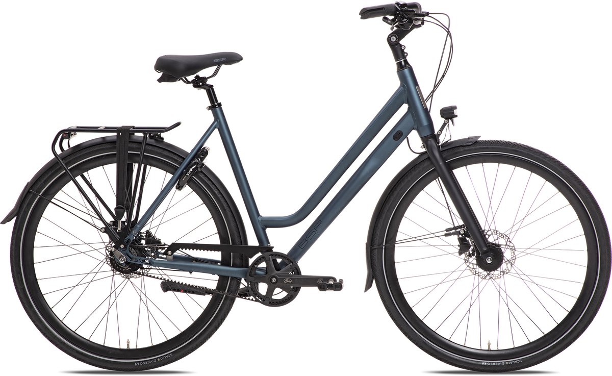 bsp voyager belt dames stadsfiets riemaandrijving 8 versnellingen 56 cm deep sky blue