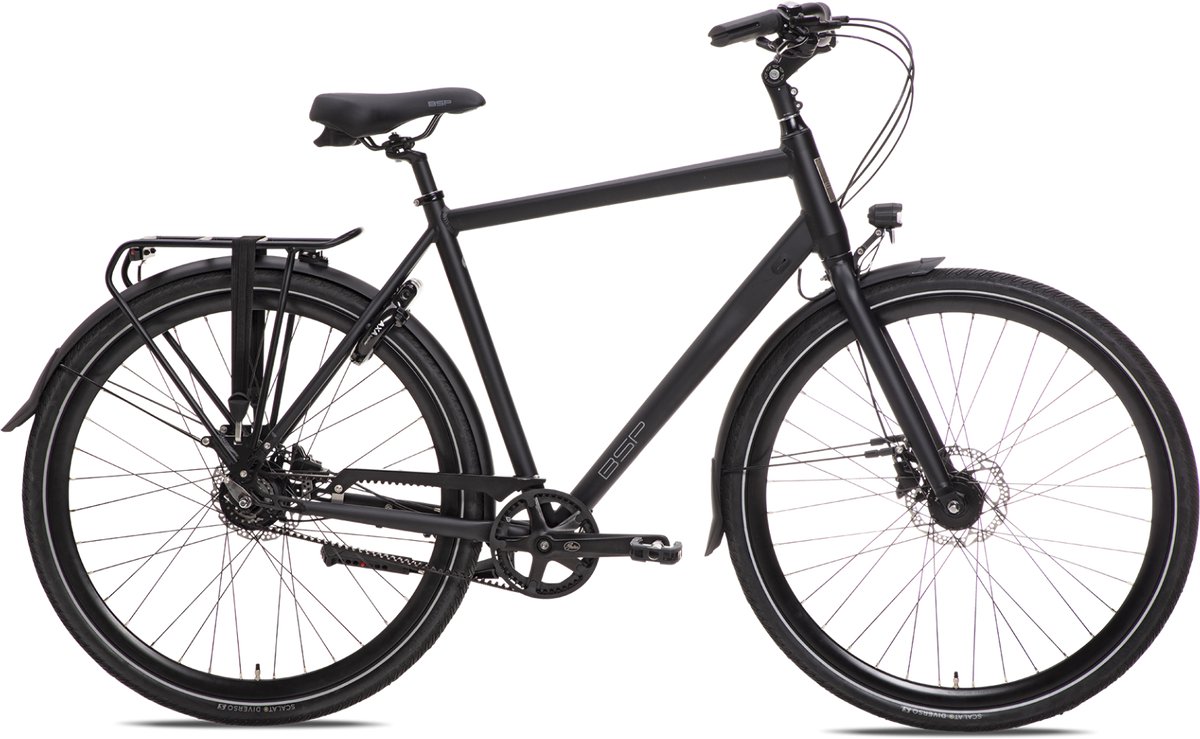 bsp voyager belt heren stadsfiets riemaandrijving 8 versnellingen 56 cm onyx black
