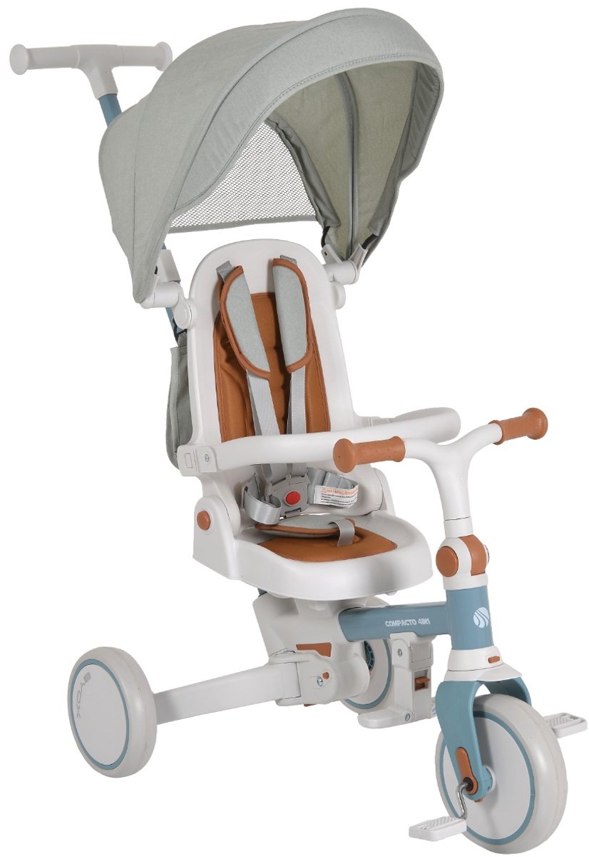 byox compacto blue 4 in 1 driewieler met duwstang