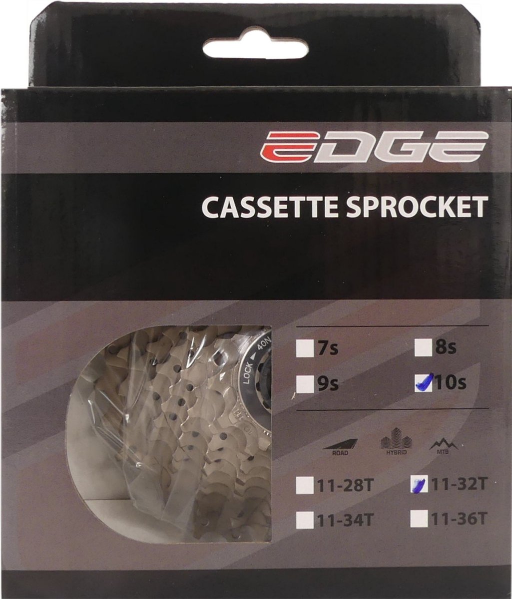 cassette 10 speed edge csm6010 11 32t zilver