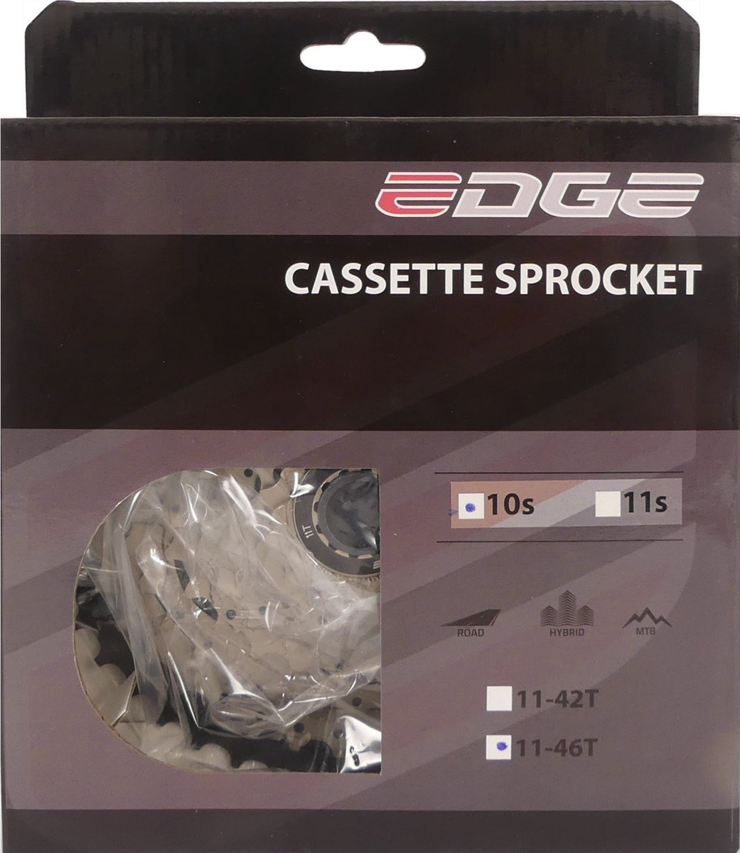 cassette 10 speed edge csm6010 11 46t zilver zwart