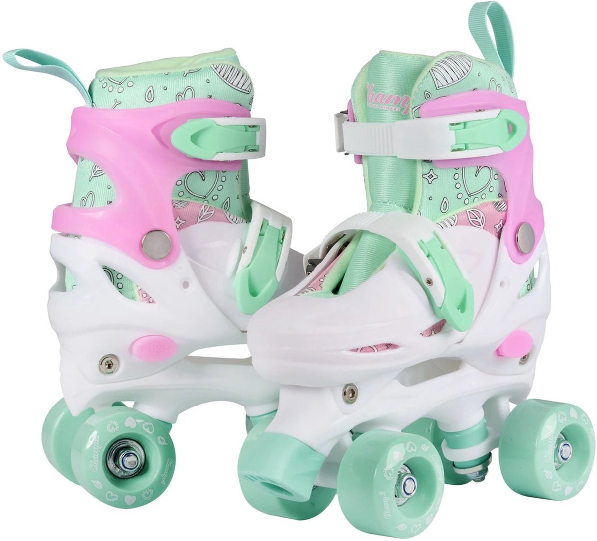 champz kinder rolschaatsen pastel groen roze 31 34 eu verstelbaar