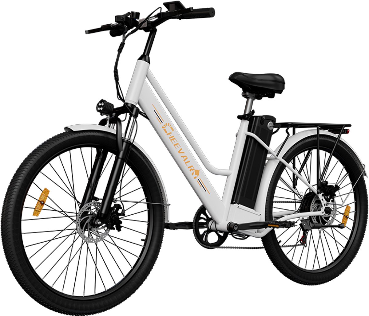 cheevalry c26 elektrische fiets 36v 15ah 250w wit schijfremmen 100km bereik 7 versnellingen shimano