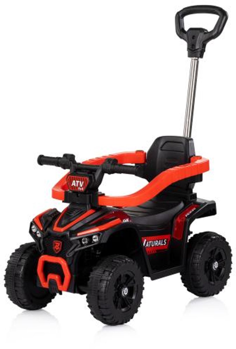 chipolino loopauto atv rood ride on kinderauto 3 met duwstang veiligheidsbeugel stabiliteit licht geluid