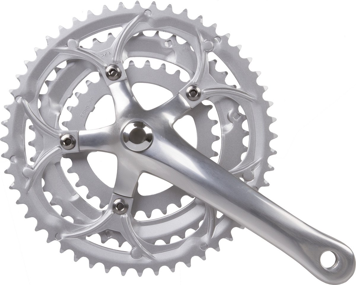 crankstel race 3x8 speed 30 42 52t aluminium zilver