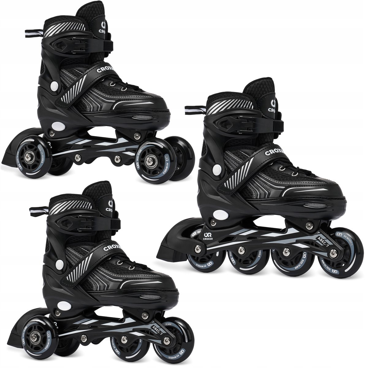 croxer optima zwart 3 in 1 inline skates rolschaatsen maat 35 38