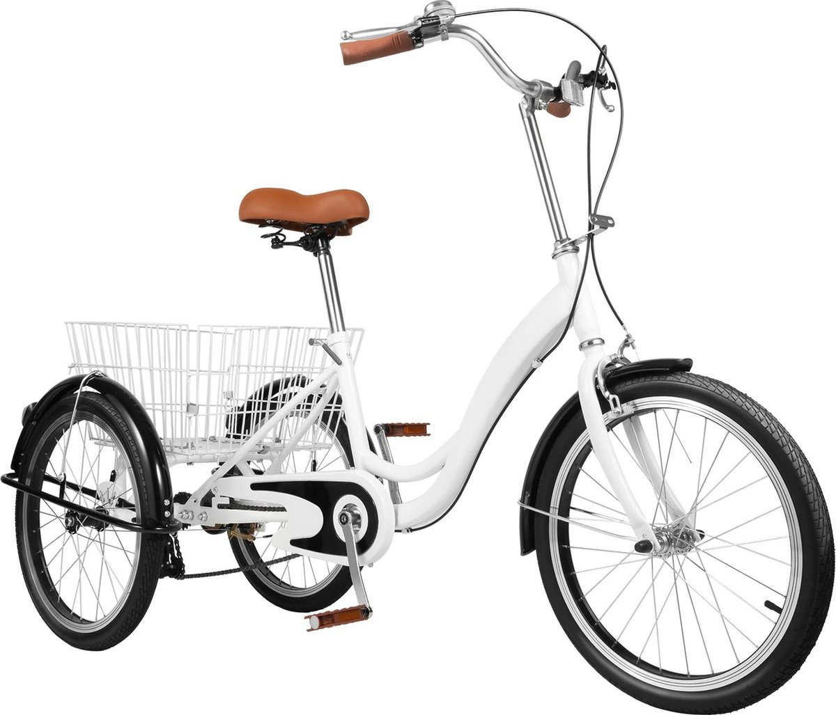 Driewieler Fiets - Driewieler voor volwassenen - Fiets 20 Inch - 1 Versnelling - Wit Driewieler kopen online