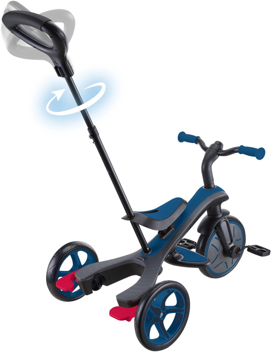 driewieler globber trike 4 in 1 in blue blauw 4in1 converteerbaar met duwstang vanaf 10 maanden tot 5 jaar