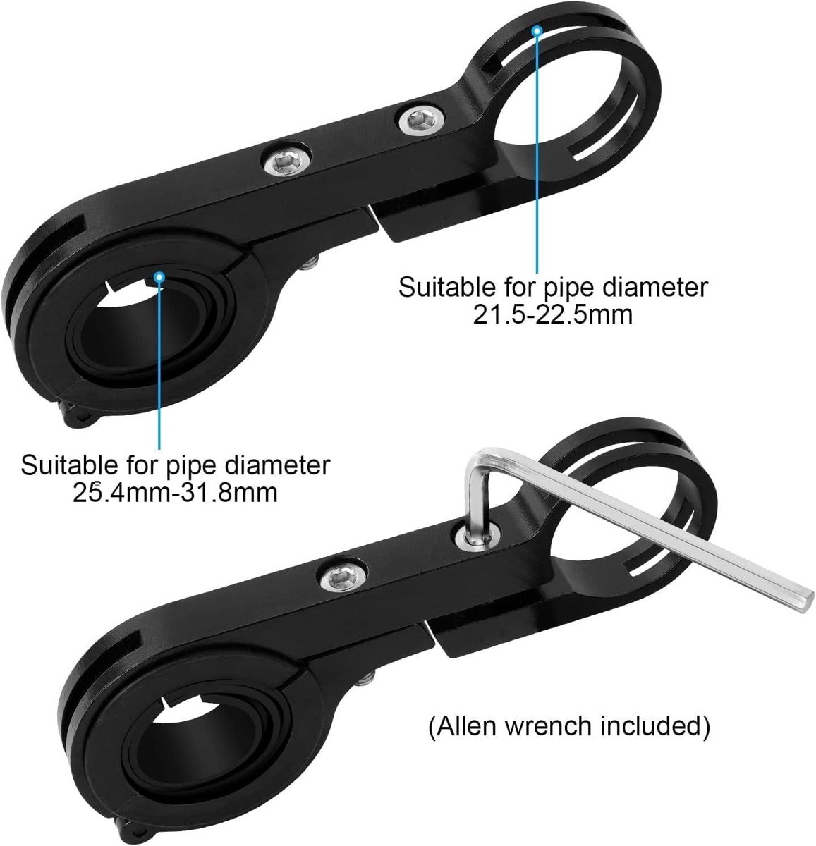 e ambar fietsstuurverlenging van 20 cm aluminiumlegering houder met schroevendraaier in zwart
