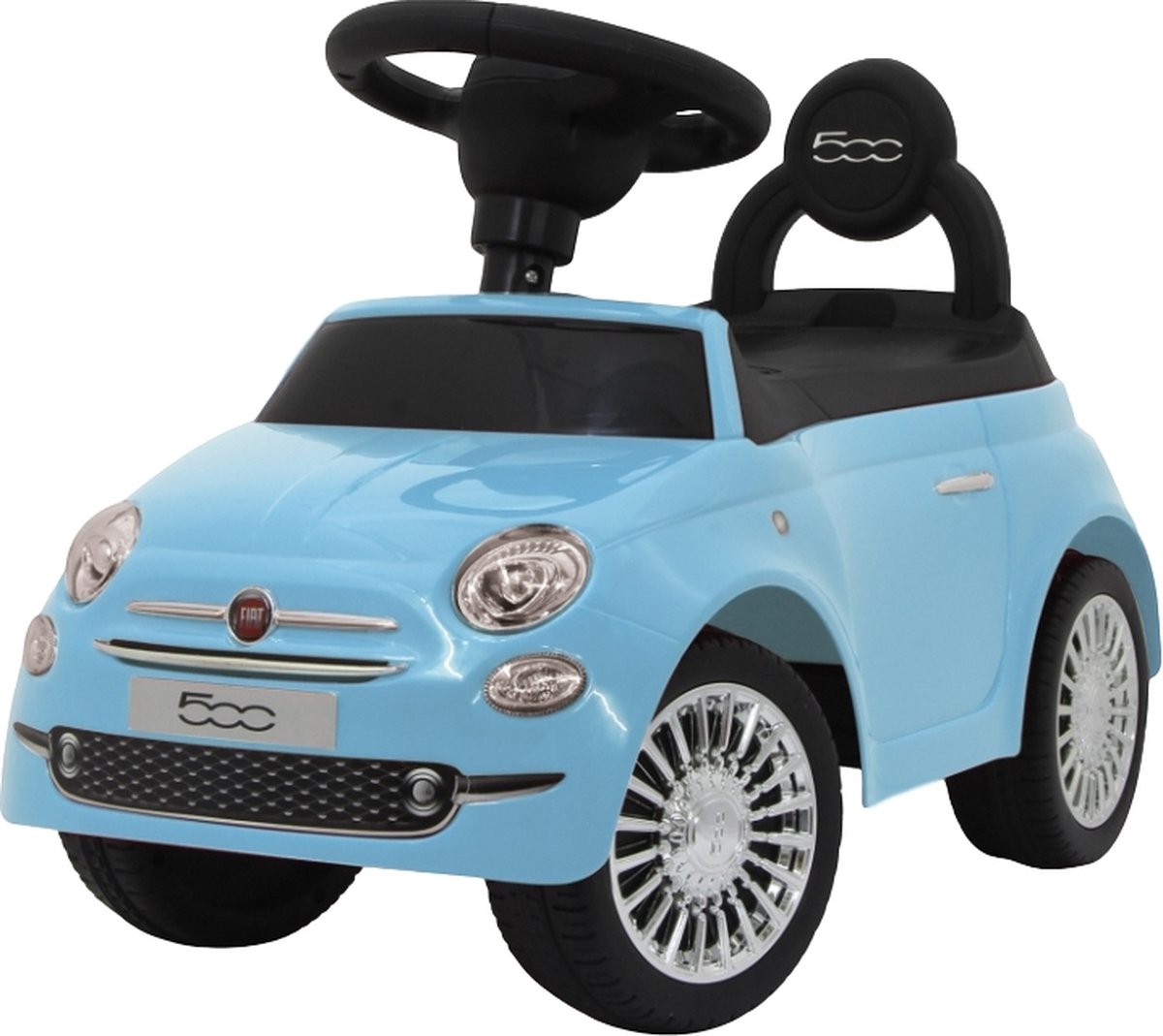 eco toys fiat 500 loopauto blauw met dashboard claxon opbergruimte vanaf 12 maanden max 25 kg