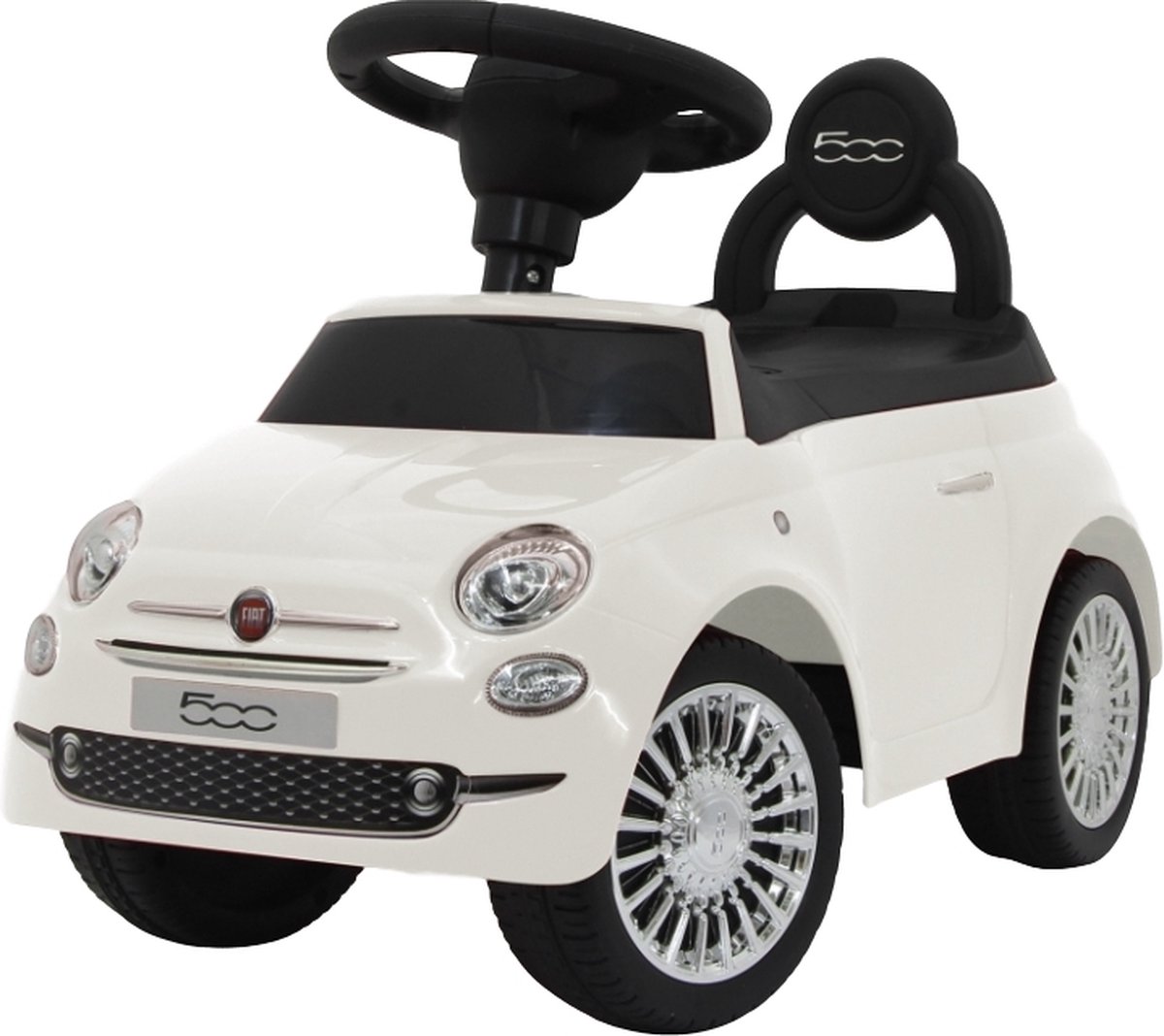 Eco Toys - Fiat 500 Loopauto - Wit - Met Dashboard, Claxon & Opbergruimte - Vanaf 12 Maanden - Max. 25 kg Loopauto kopen online