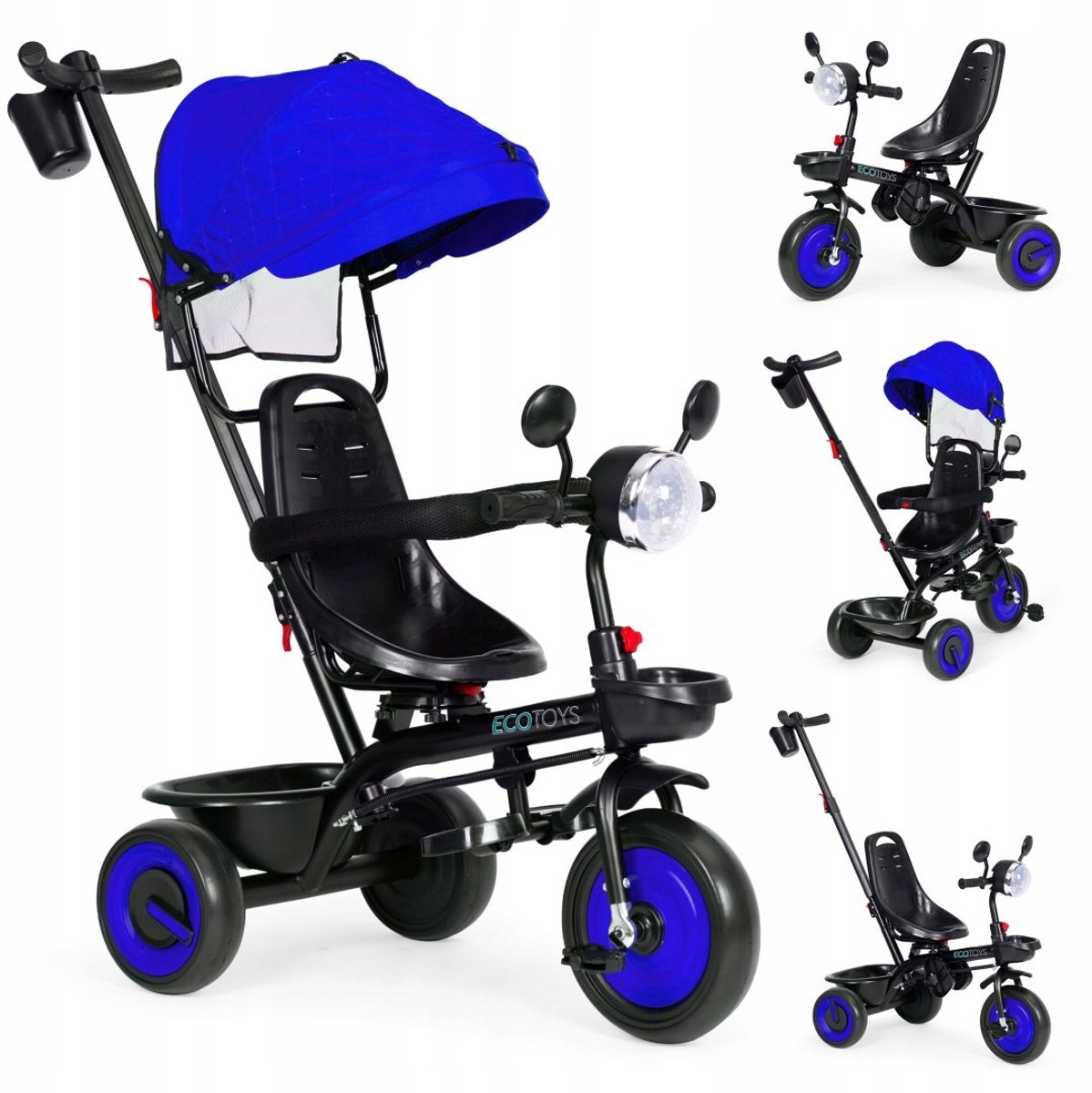 Ecotoys Driewieler Kinderen 3-in-1, Draaibaar Zadel, Blauw Driewieler kopen online