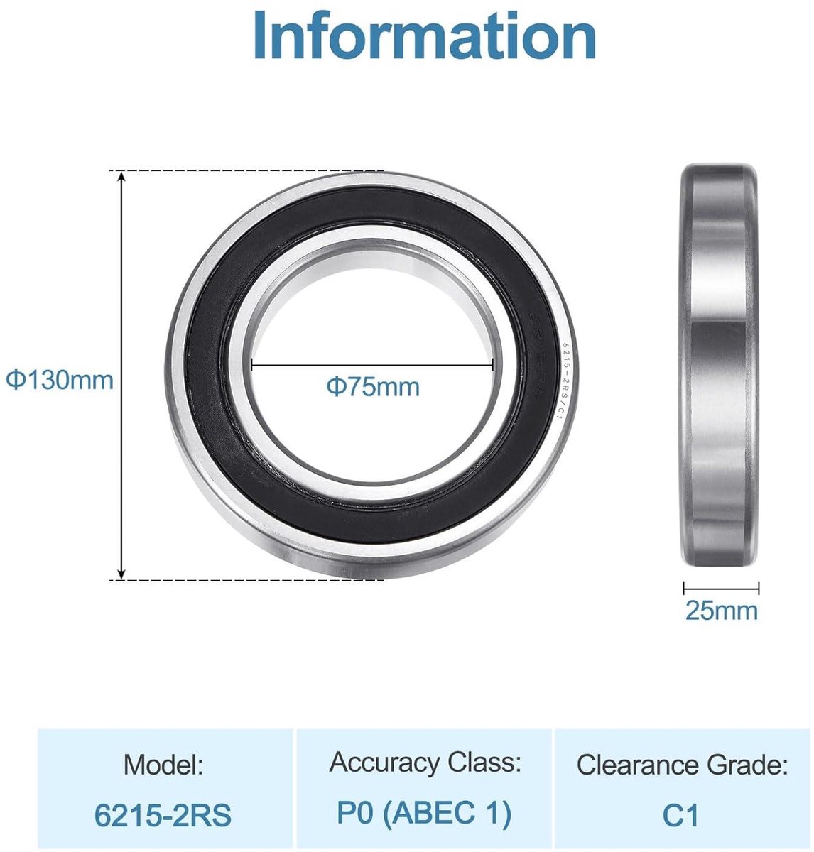 egoods kogellagers met diepe keel 75 x 130 x 25 mm radiale lagers met c1 spel chroomstalen lagers met dubbele afdichting enkele rij