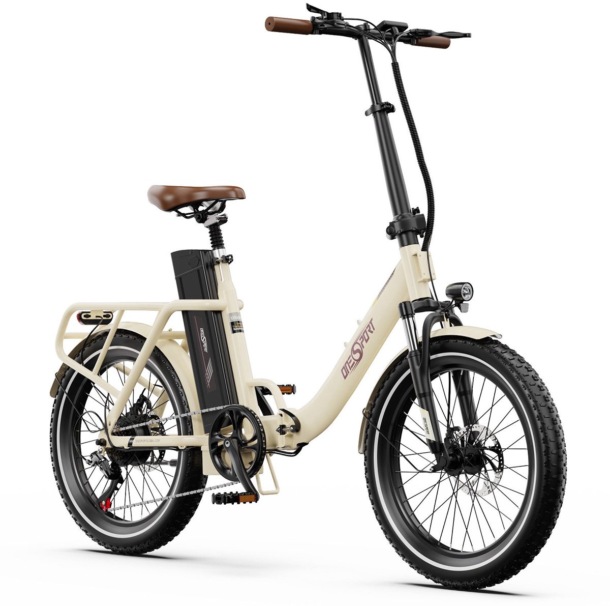 elektrische fiets onesport ot16 2 elektrische vouwfiets 816wh 17ah accu tot 90km actieradius 20x3 inch banden shimano 7 versnellingen schijfremmen voor en achter wit
