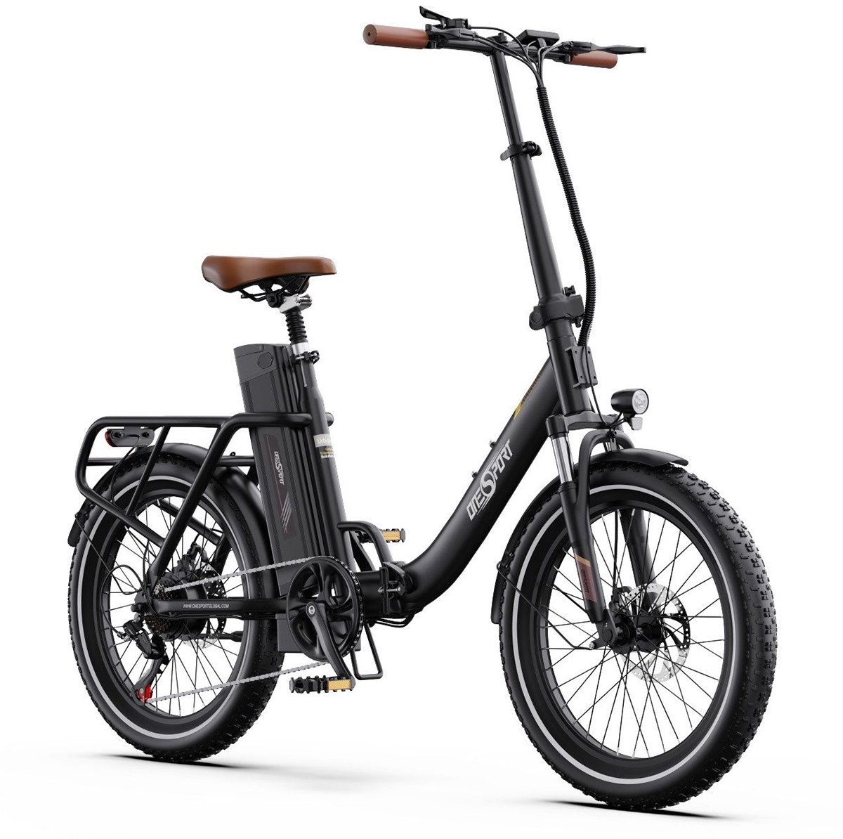 Elektrische Fiets ONESPORT OT16-2 - Elektrische Vouwfiets - 816Wh/17Ah Accu - Tot 90km Actieradius - 20x3 inch Banden - Shimano 7 Versnellingen - schijfremmen voor en achter- Zwart Fiets (elektrisch) kopen online