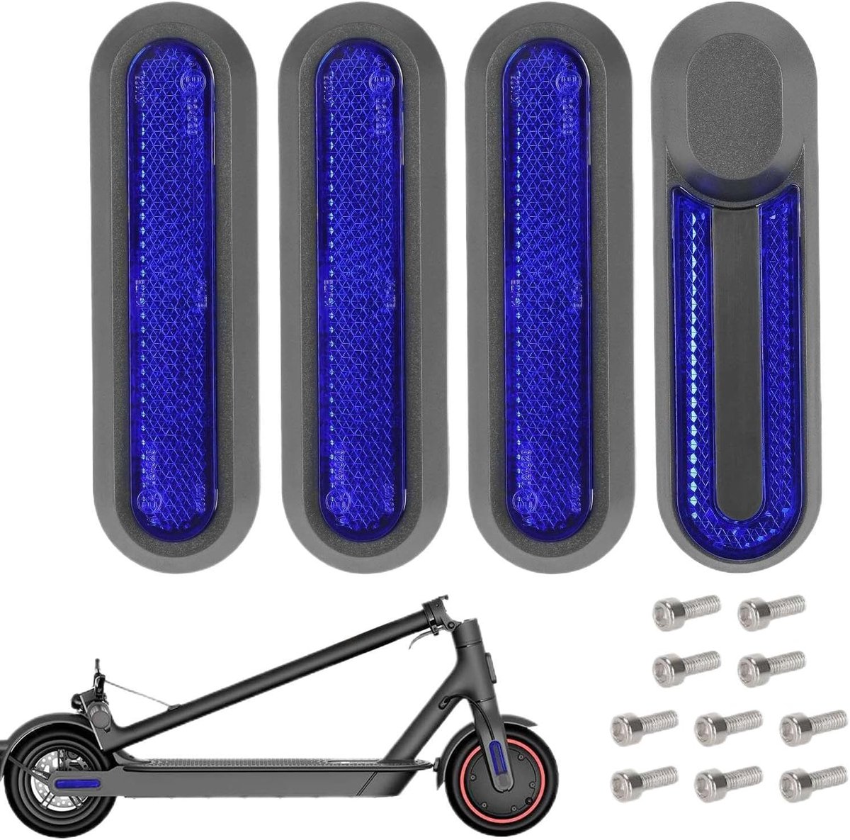 elektrische scooteronderdelen set van 4 met geschikt voor en achterschroeven wielstickers blauw