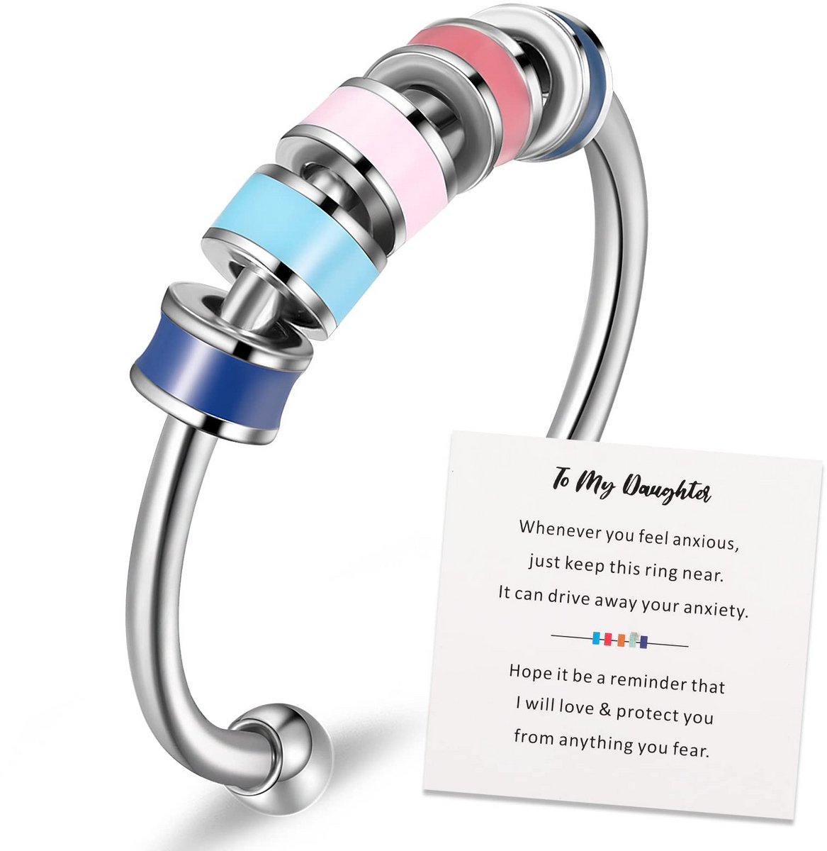 Fidgetring voor vrouwen met angstklachten - Zilveren spinner-angstringen met kleurrijke kralen - Fidgetring voor verlichting van angstklachten Fiets (elektrisch) kopen online