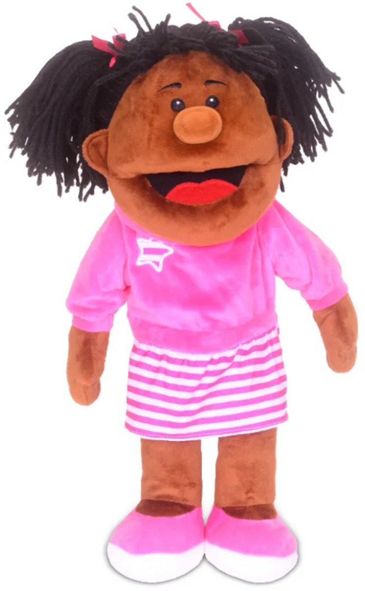 Fiesta Crafts handpop pop zwart meisje - beweegbare mond - handpop speelgoed. Step kopen online