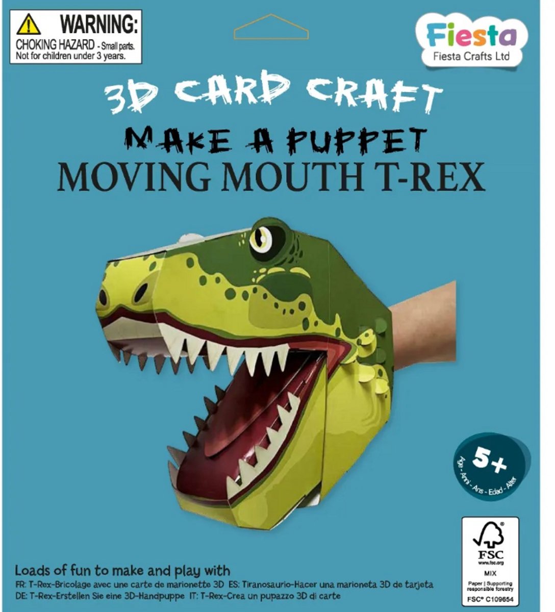 Fiesta Crafts T-Rex 3D knutselpakket karton dinosaurus speelgoed. Step kopen online