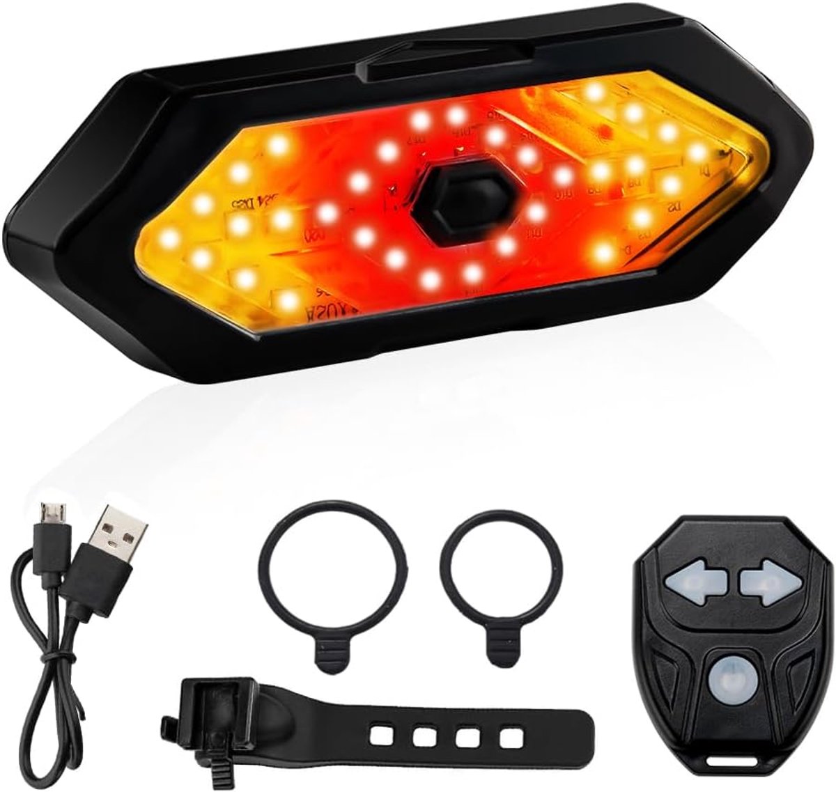 fietsachterlicht met richtingaanwijzer usb oplaadbare draadloze afstandsbediening 5 standen