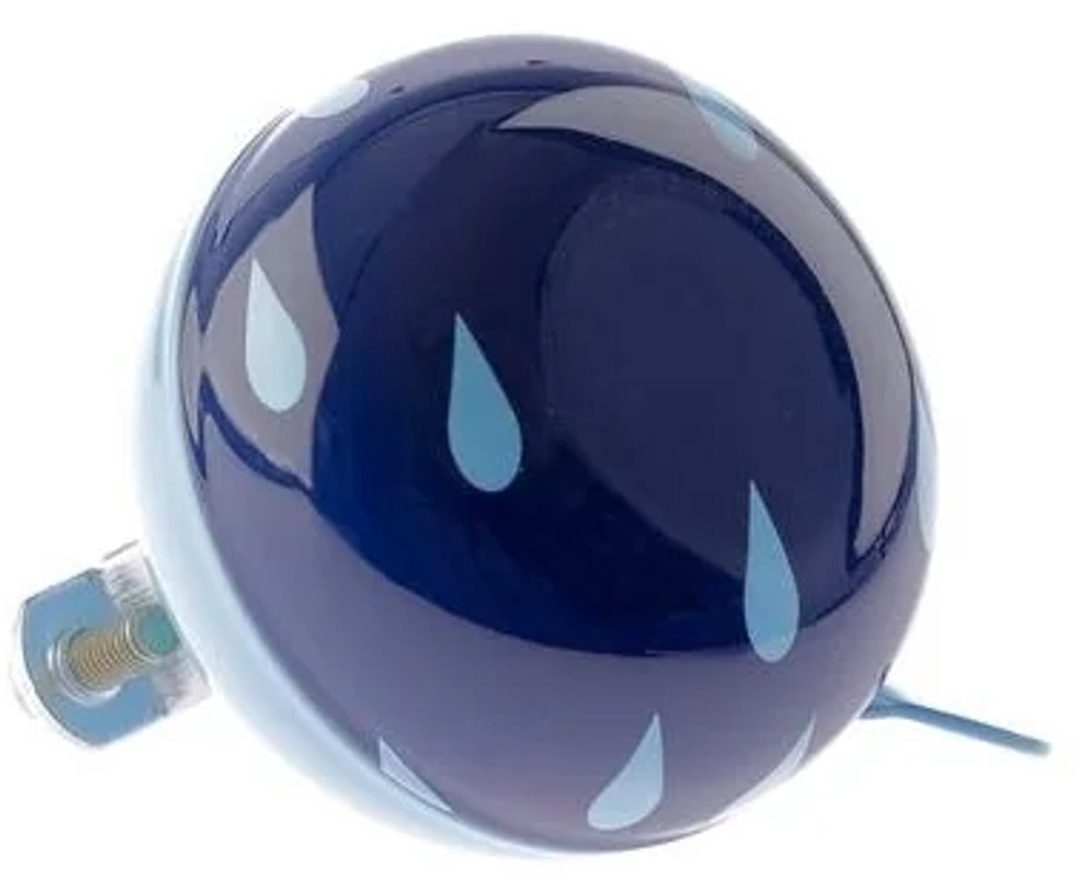 fietsbel nietverkeerd ding dong drops 60mm blauw met witte druppels