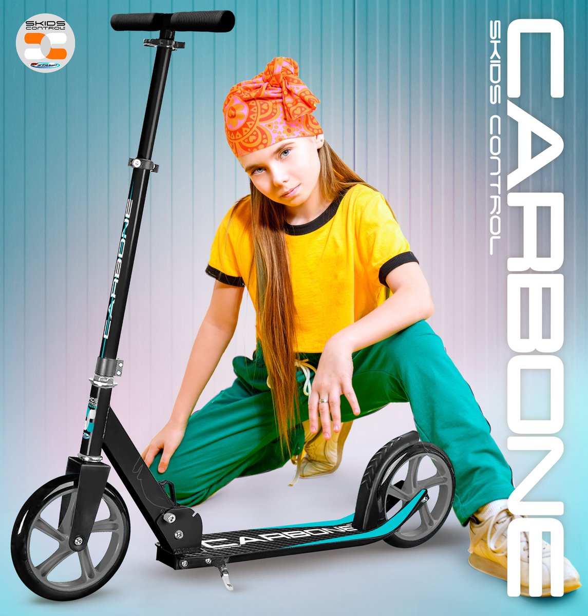 foldable adjustable scooter 200mm with kickstand skids control carbone