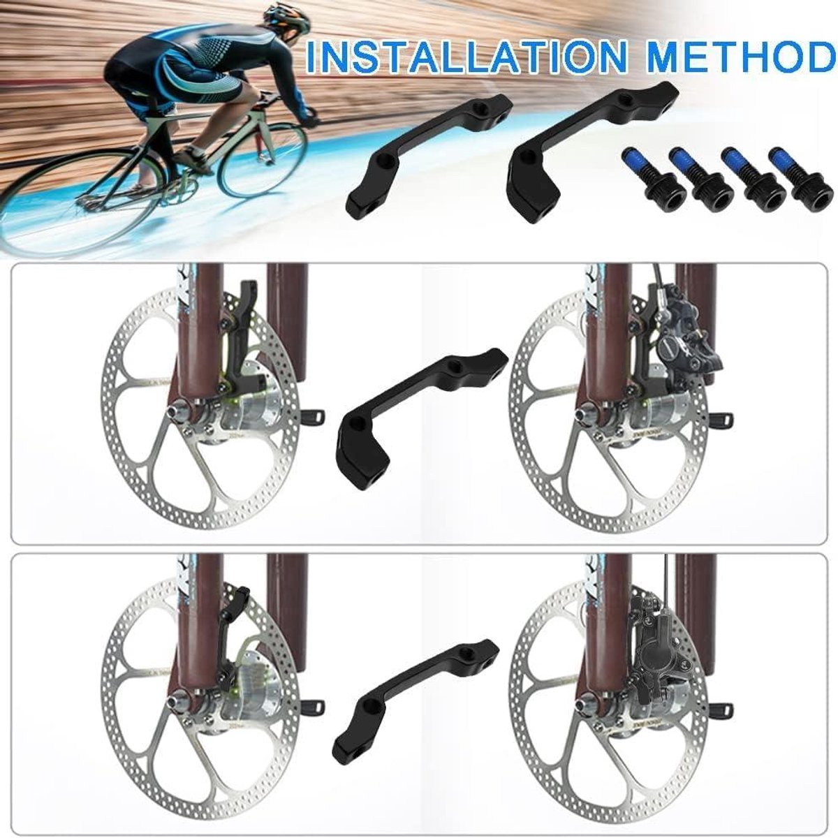 Green Glow - Set van 3 schijfremadapters voor MTB en BMX fietsen met F203-R180, F180-R160 en F160-R140 compatibiliteit Fiets kopen online