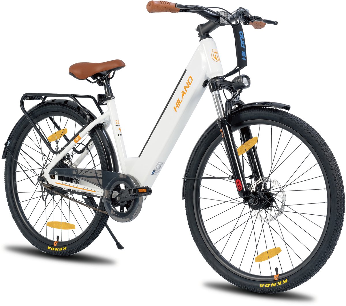 Hiland 26 Inch Elektrische Fiets (E-Bike) voor Dames & Heren - 36V 7.8Ah Batterij - 250W Motor - Comfortabele Step-Through Frame - Voorwielvering - Wit Fiets (elektrisch) kopen online