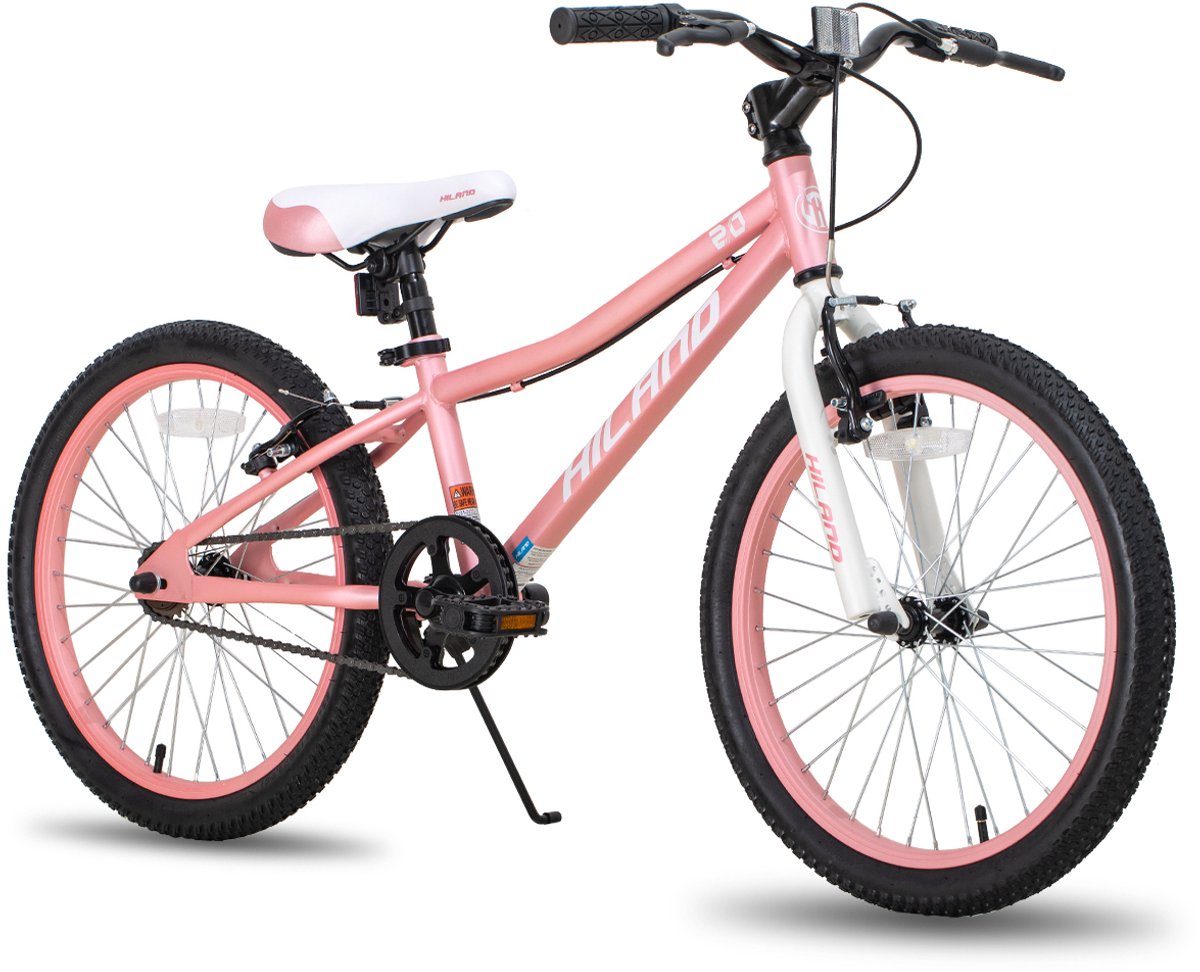 hiland climber tiener forensen stadsfiets 20 inch single speed v brake roze