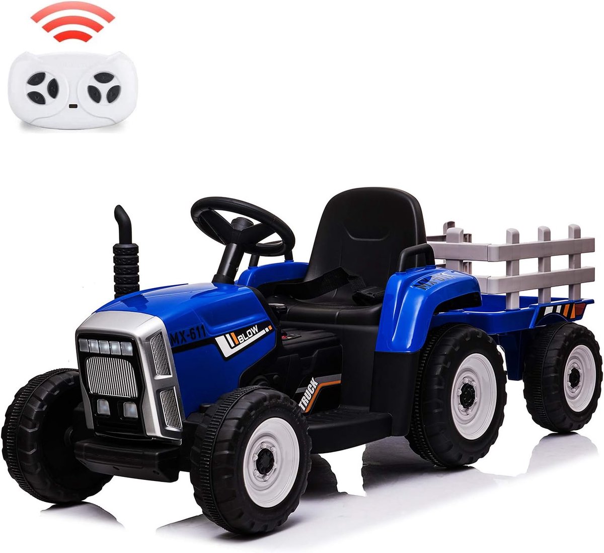 HOERFURIY-Elektrische kinderauto-Elektrische tractor voor kinderen, 12V elektrisch voertuig met 6 banden, 2,4G-afstandsbediening, 3-8 km/u voor kinderen vanaf 3 jaar, BLAUW Accuvoertuig kopen online