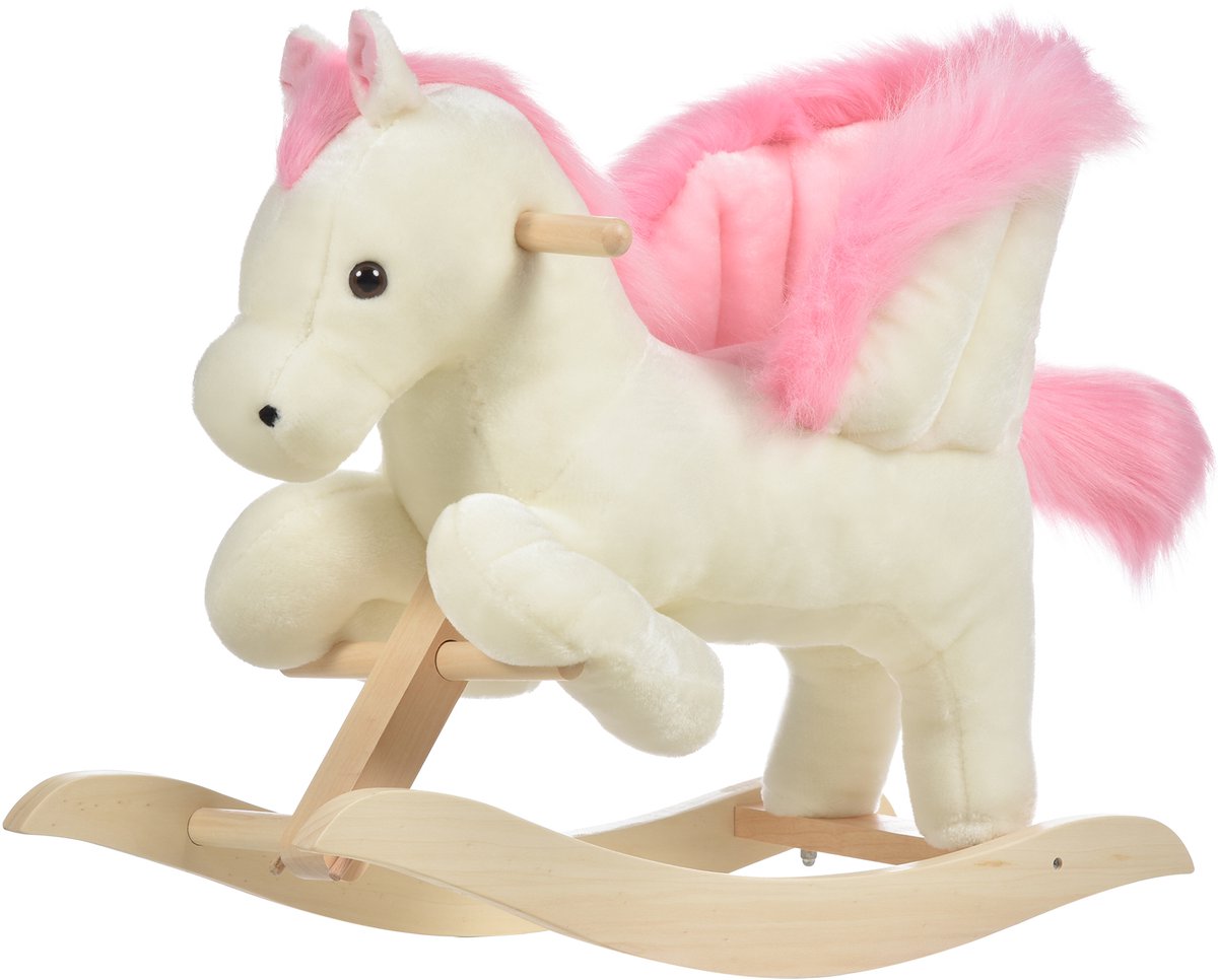 HOMCOM - Kinderschommelpaard - Hout - 70x28x57cm - Wit Loopfiets kopen online