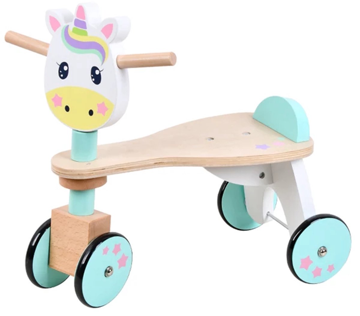 Houten Loopfiets - Unicorn - Vanaf 1,5 jaar tot 4 jaar - Vierwieler Loopfiets kopen online