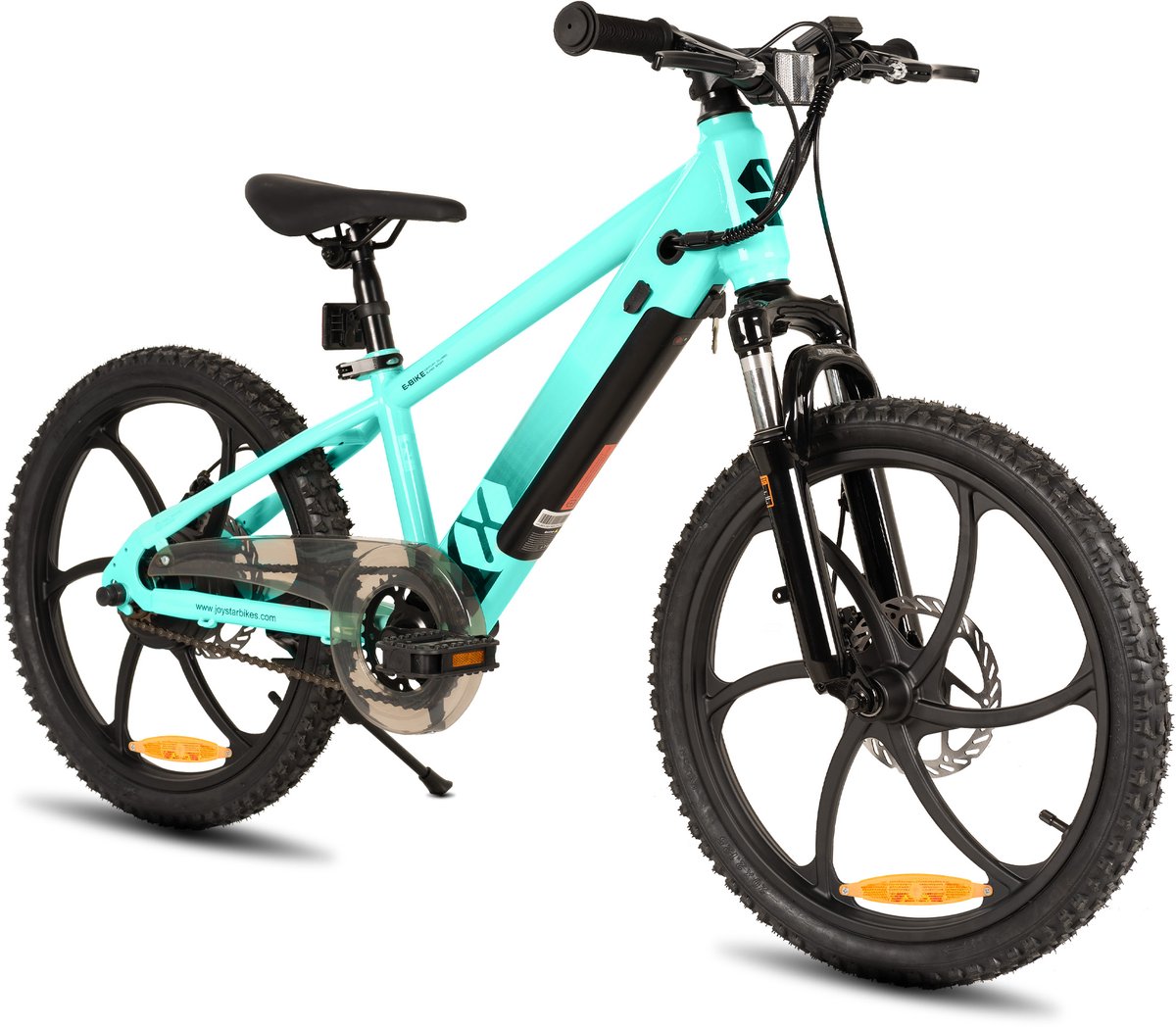 joystar elektrische fiets e bike 20 inch voor kinderen tieners 250w motor 1 versnelling bladwiel mechanische schijfremmen groente