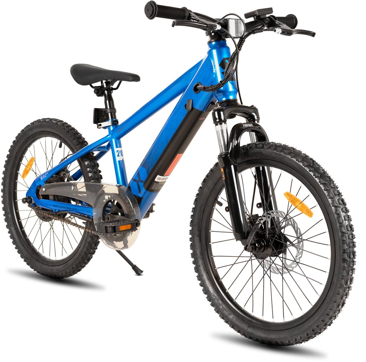 joystar elektrische fiets e bike 20 inch voor kinderen tieners 250w motor 1 versnelling spaakwiel mechanische schijfremmen blauw