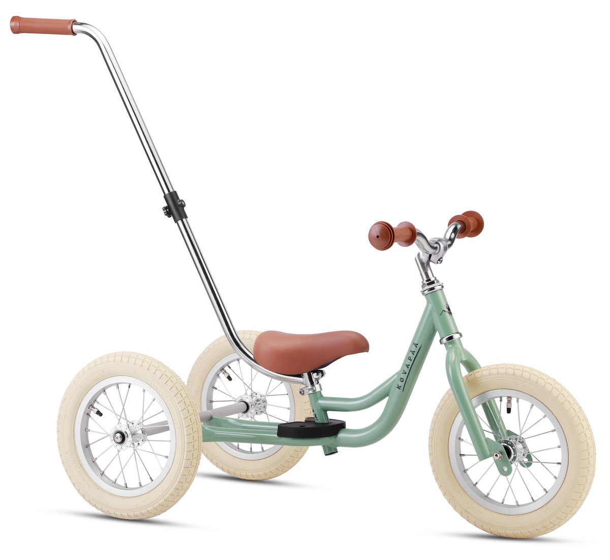 Køvapää Driewieler 2 in 1 Loopfiets - Driewieler met Duwstang - 1.5 t/m 4 jaar - Met Naamsticker - Driewieler - Loopfiets met duwstang - 12 inch - Groen Driewieler kopen online