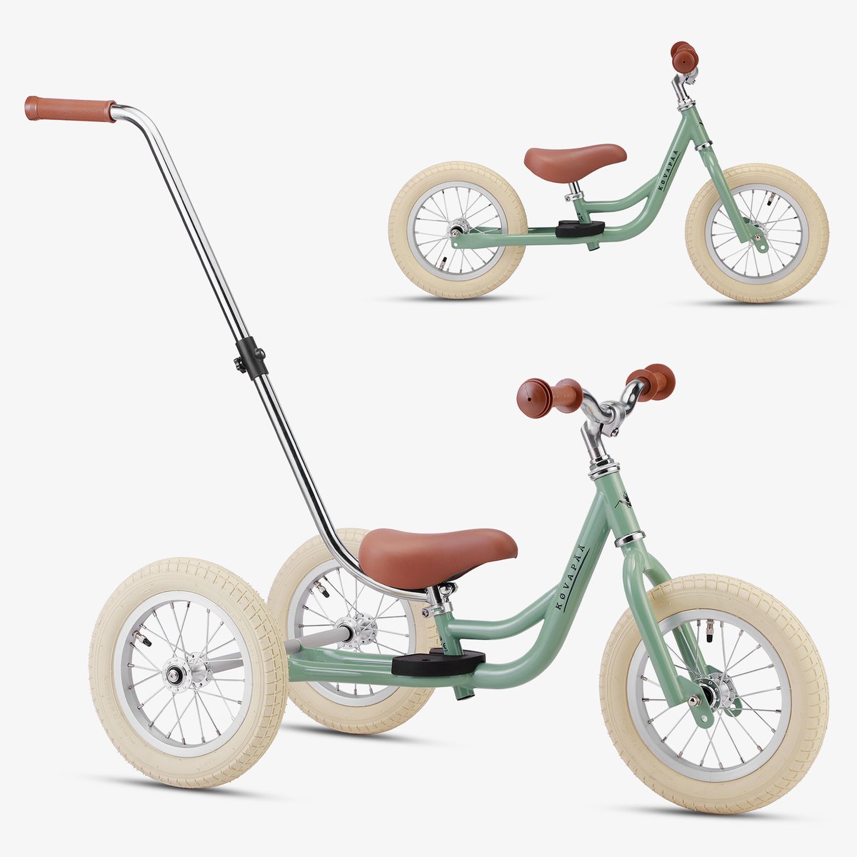 Køvapää Trike - 2 in 1 Loopfiets - 1.5 t/m 4 jaar - Met Naamsticker - 12 inch – Loopfiets - Groen Loopfiets kopen online